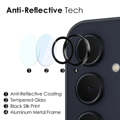 NORTHJO 1 Set For Samsung Galaxy A35 5G Camera Lens Film 9H Scratch-proof Rear Lens Protector with CD Vein Metal Ring