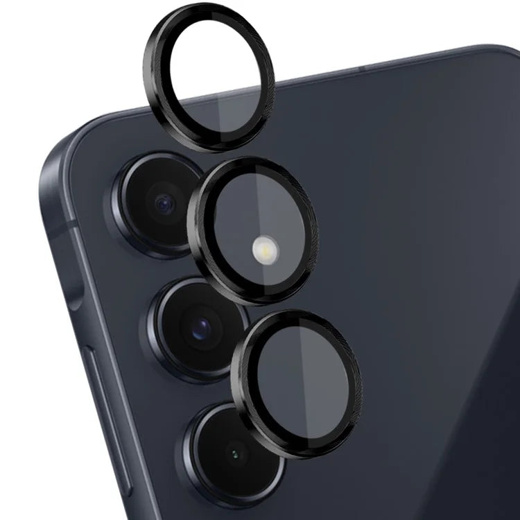 NORTHJO 1 Set For Samsung Galaxy A55 5G Camera Lens Film CD Vein Metal Ring + Tempered Glass Lens Film