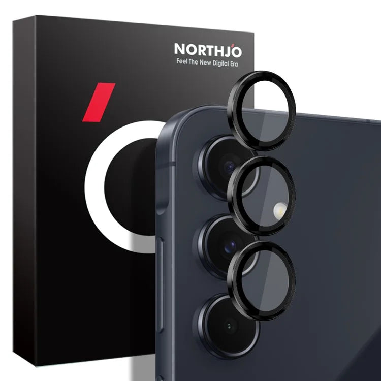 NORTHJO 1 Set For Samsung Galaxy A55 5G Camera Lens Film CD Vein Metal Ring + Tempered Glass Lens Film