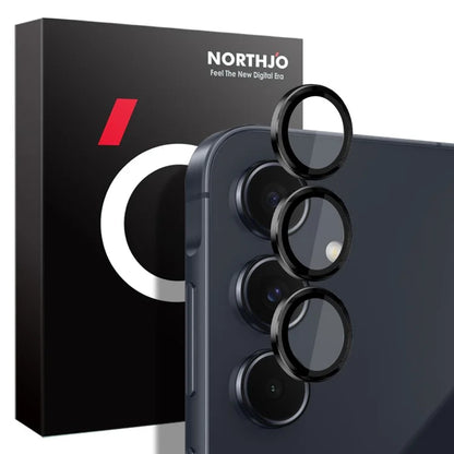 NORTHJO 1 Set For Samsung Galaxy A55 5G Camera Lens Film CD Vein Metal Ring + Tempered Glass Lens Film