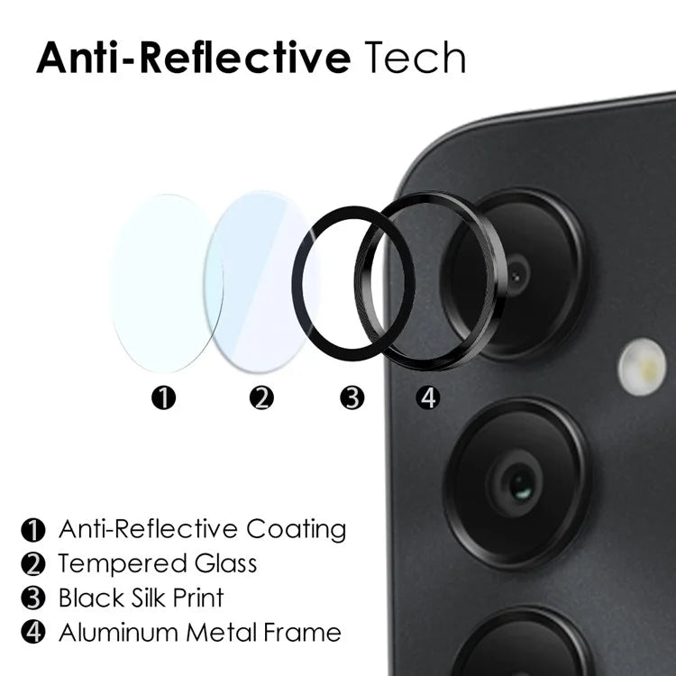 NORTHJO 1 Set For Samsung Galaxy A05s 4G Tempered Glass Camera Lens Protector with CD Vein Metal Ring