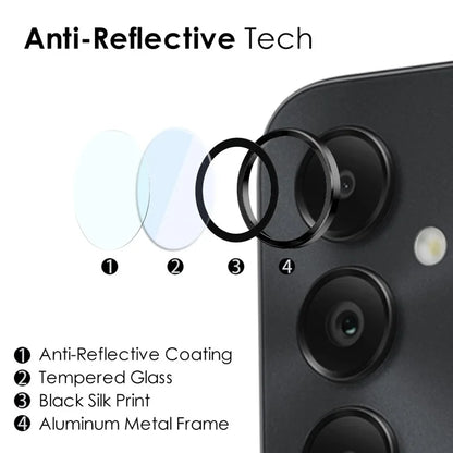 NORTHJO 1 Set For Samsung Galaxy A05s 4G Tempered Glass Camera Lens Protector with CD Vein Metal Ring