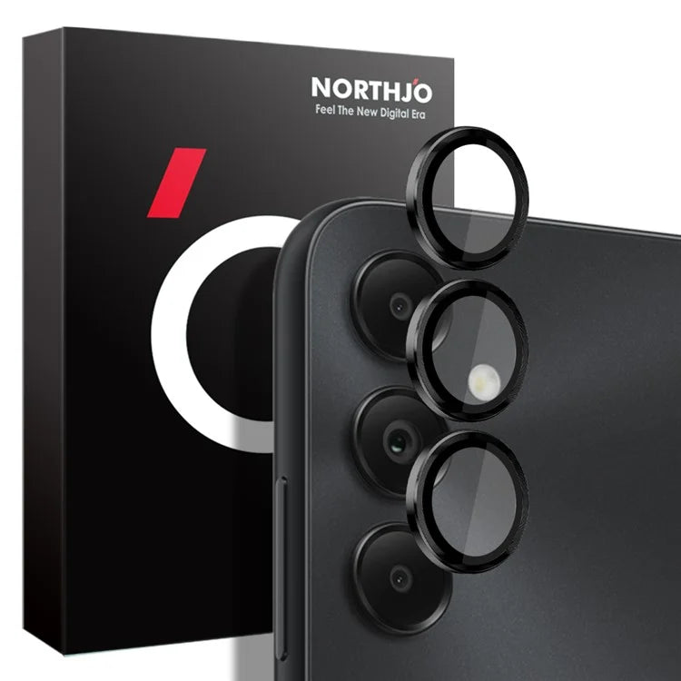NORTHJO 1 Set For Samsung Galaxy A05s 4G Tempered Glass Camera Lens Protector with CD Vein Metal Ring