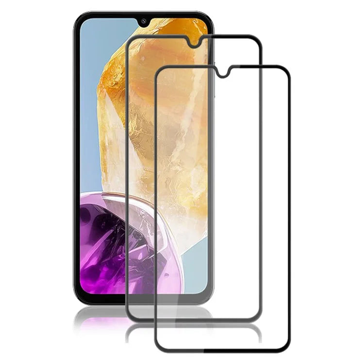 AMORUS 2Pcs For Samsung Galaxy M15 5G Tempered Glass Screen Protector Silk Printing 9H Film