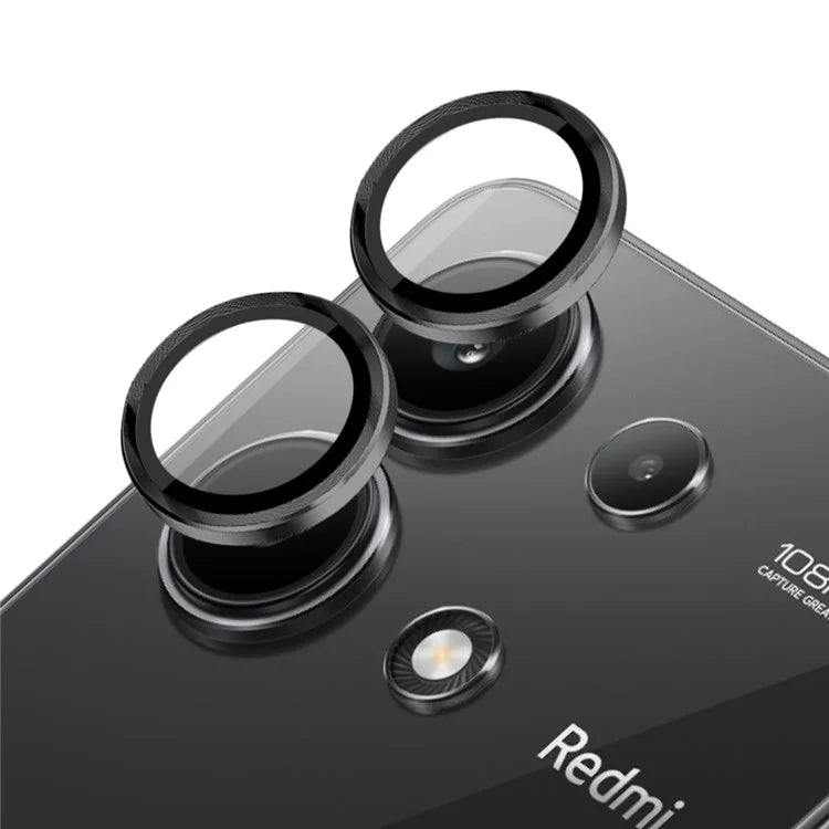 NORTHJO 1 Set For Xiaomi Redmi Note 13 4G Camera Lens Protector Tempered Glass+Metal Ring Lens Film