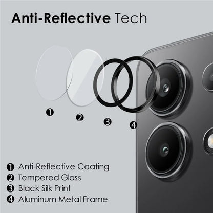 NORTHJO 1 Set For Xiaomi Redmi Note 13 4G Camera Lens Protector Tempered Glass+Metal Ring Lens Film