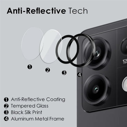 NORTHJO 1 Set For Xiaomi Redmi Note 13 5G Camera Lens Protector HD Tempered Glass+Metal Ring Lens Film