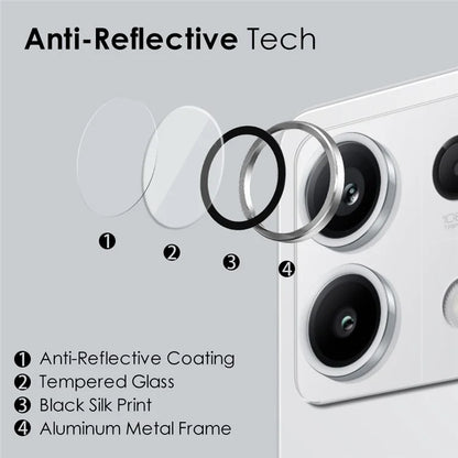 NORTHJO 1 Set For Xiaomi Redmi Note 13 5G Camera Lens Protector HD Tempered Glass+Metal Ring Lens Film