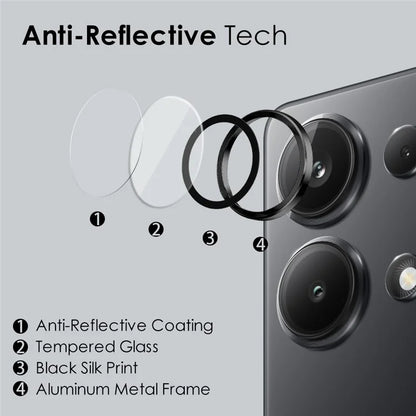 NORTHJO 1 Set For Xiaomi Poco M6 Pro 4G / Redmi Note 13 Pro 4G Camera Lens Protector CD Vein Metal Ring Lens Film