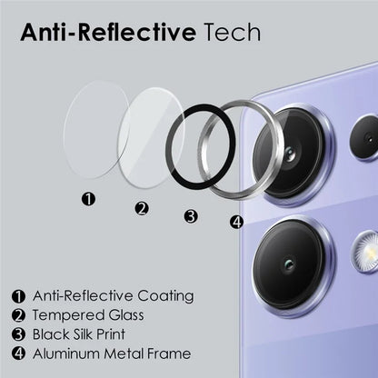NORTHJO 1 Set For Xiaomi Poco M6 Pro 4G / Redmi Note 13 Pro 4G Camera Lens Protector CD Vein Metal Ring Lens Film