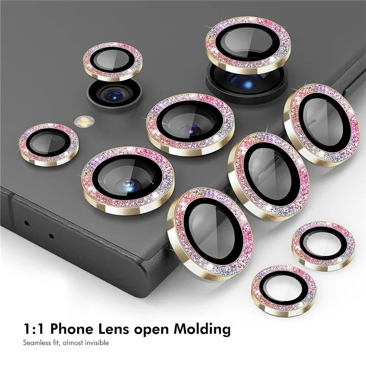 ENKAY HAT PRINCE For Samsung Galaxy S24 Ultra AR Clear Glitter Camera Lens Protector Metal Ring Rear Lens Guard