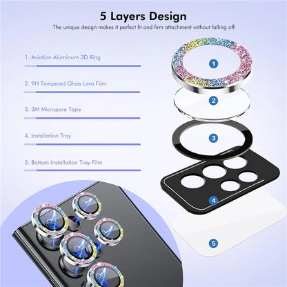 ENKAY HAT PRINCE For Samsung Galaxy S24+ AR Enhance Camera Lens Protector Glitter Metal Ring Lens Guard