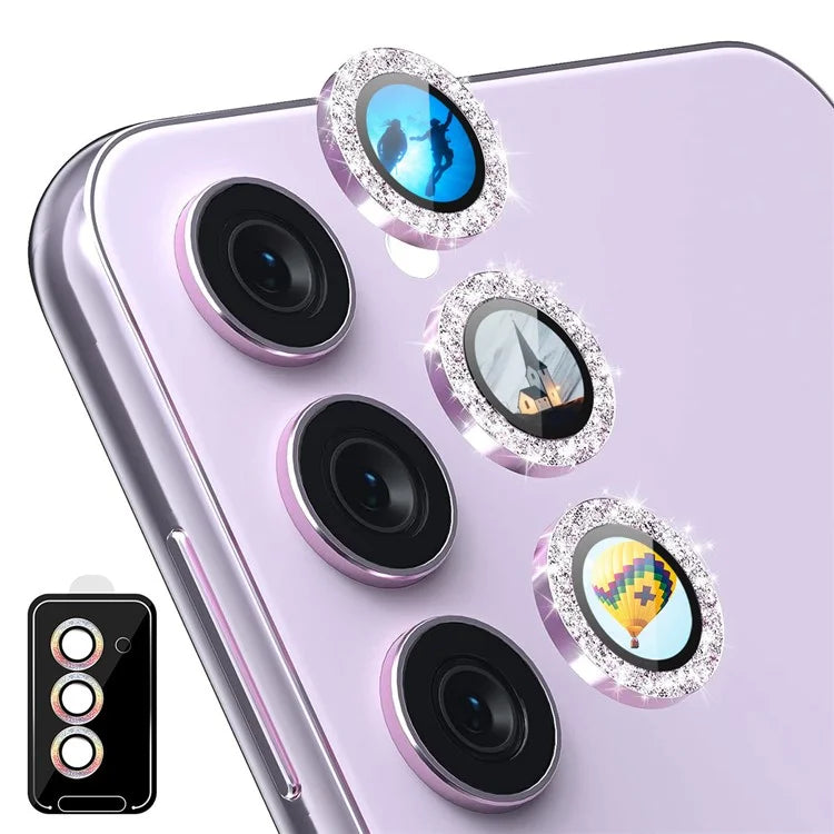 ENKAY HAT PRINCE For Samsung Galaxy S24 Camera Lens Film Tempered Glass+Aluminum Alloy Glitter Lens Guard