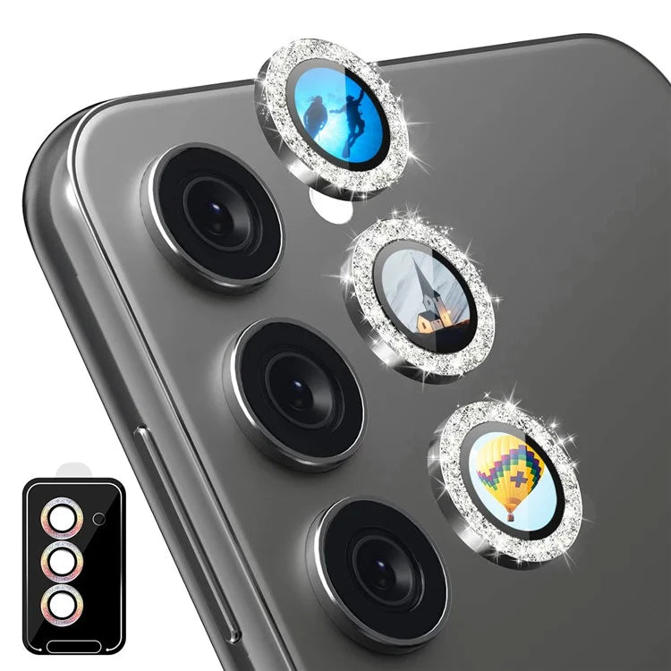 ENKAY HAT PRINCE For Samsung Galaxy S24 Camera Lens Film Tempered Glass+Aluminum Alloy Glitter Lens Guard
