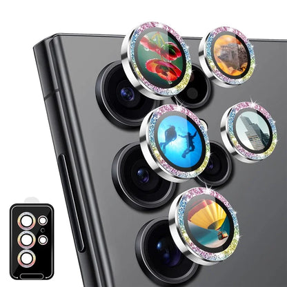 ENKAY HAT PRINCE For Samsung Galaxy S23 Ultra Camera Lens Film AR Clear Glitter Metal Ring Rear Lens Guard
