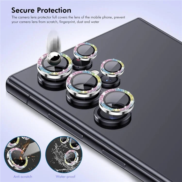 ENKAY HAT PRINCE For Samsung Galaxy S23 Ultra Camera Lens Film AR Clear Glitter Metal Ring Rear Lens Guard