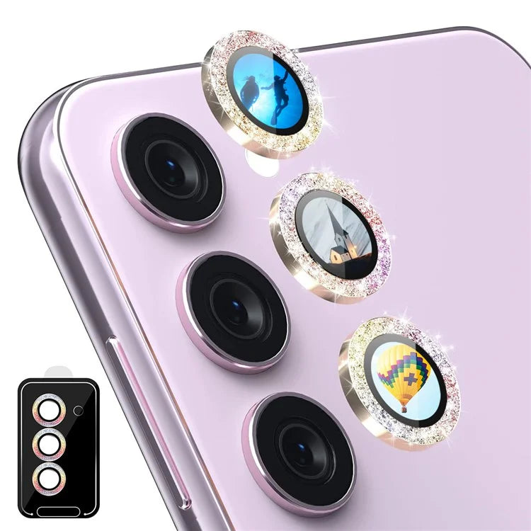 ENKAY HAT PRINCE For Samsung Galaxy S23 / S23+ Camera Lens Protector Tempered Glass+Aluminum Alloy Glitter Individual Lens Film
