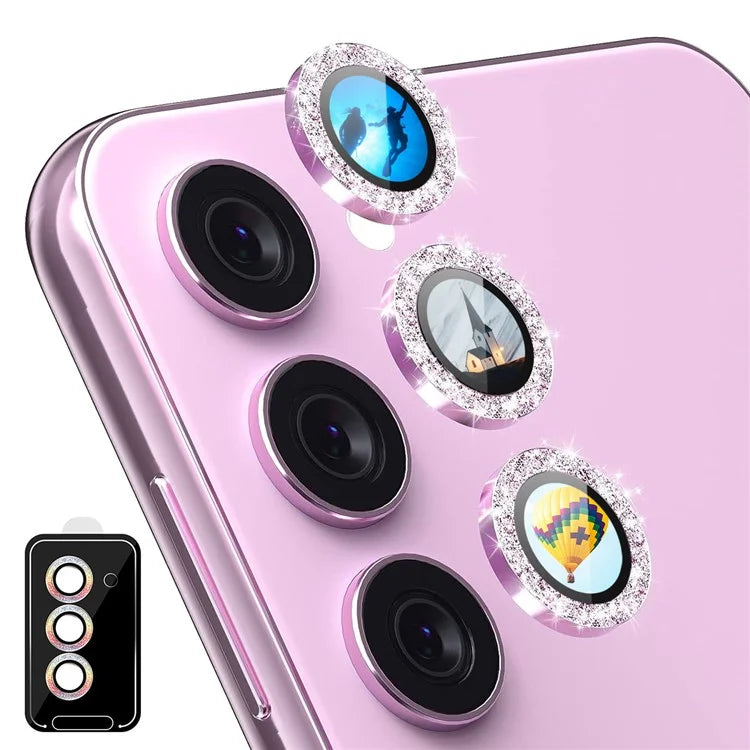ENKAY HAT PRINCE For Samsung Galaxy S23 / S23+ Camera Lens Protector Tempered Glass+Aluminum Alloy Glitter Individual Lens Film