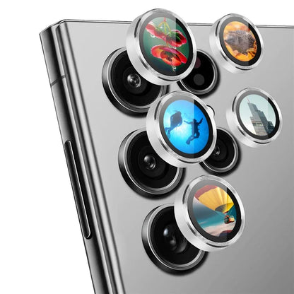 ENKAY HAT PRINCE For Samsung Galaxy S23 Ultra 1 Set Camera Lens Protector Metal Ring AR-Enhanced Lens Film