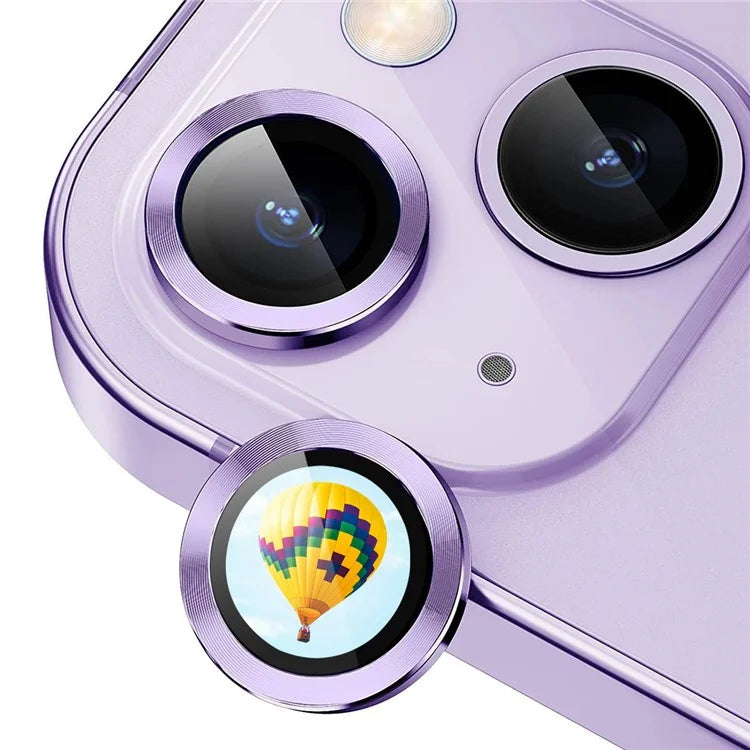 ENKAY HAT PRINCE For iPhone 14 / 14 Plus Camera Lens Protector AR Clear Anti-glare Lens Film Metal Ring Lens Guard