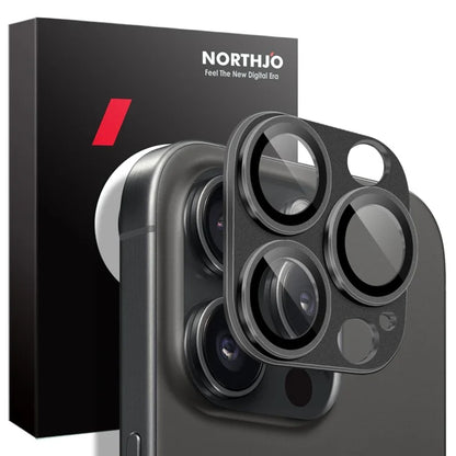 NORTHJO For iPhone 15 Pro / 15 Pro Max Camera Lens Protector Matte Metal + Tempered Glass Integrated Lens Film