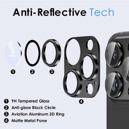 NORTHJO For iPhone 15 Pro / 15 Pro Max Camera Lens Protector Matte Metal + Tempered Glass Integrated Lens Film