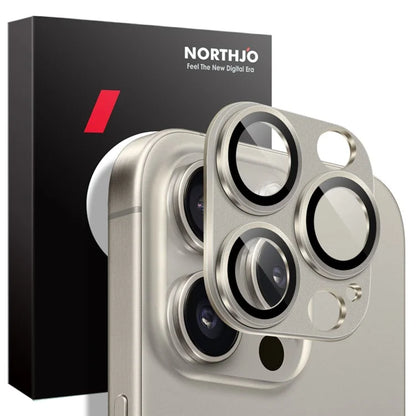 NORTHJO For iPhone 15 Pro / 15 Pro Max Camera Lens Protector Matte Metal + Tempered Glass Integrated Lens Film