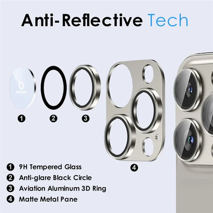 NORTHJO For iPhone 15 Pro / 15 Pro Max Camera Lens Protector Matte Metal + Tempered Glass Integrated Lens Film