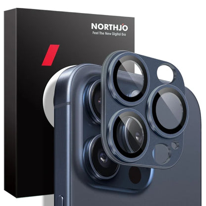 NORTHJO For iPhone 15 Pro / 15 Pro Max Camera Lens Protector Matte Metal + Tempered Glass Integrated Lens Film