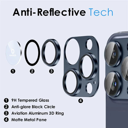 NORTHJO For iPhone 15 Pro / 15 Pro Max Camera Lens Protector Matte Metal + Tempered Glass Integrated Lens Film