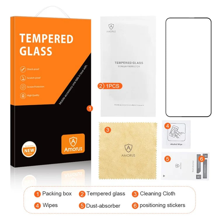 AMORUS For Xiaomi Poco M6 Pro 5G  /  Redmi 12 5G (Global) Screen Protector Tempered Glass HD Clear Film