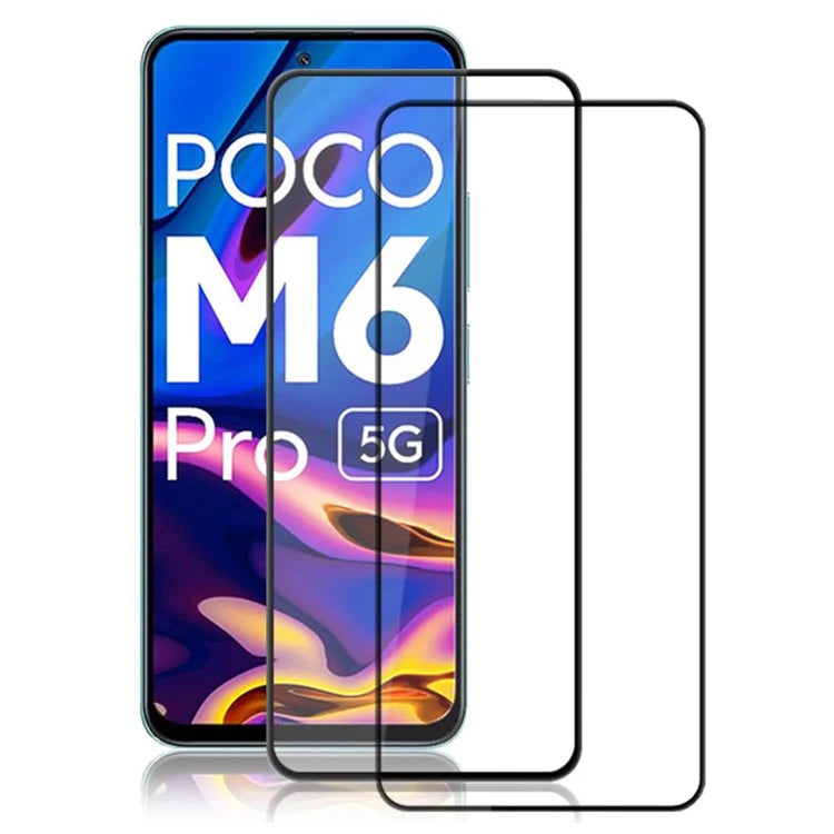 AMORUS 2Pcs For Xiaomi Poco M6 Pro 5G / Redmi 12 5G (Global) Screen Protector Tempered Glass Silk Printing Film