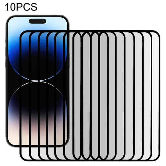 10PCS For iPhone 14 Pro Max / 15 Plus Clear Screen Protector Black Edge PET Screen Cover