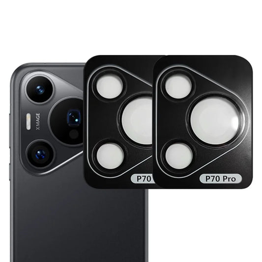 RURIHAI For Huawei Pura 70 Pro / Pura 70 Pro+ 2 Set Camera Lens Film Metal Ring AR HD Glass Lens Protector