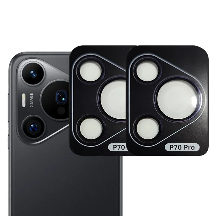 RURIHAI For Huawei Pura 70 Pro / Pura 70 Pro+ 2 Set Camera Lens Film Metal Ring AR HD Glass Lens Protector
