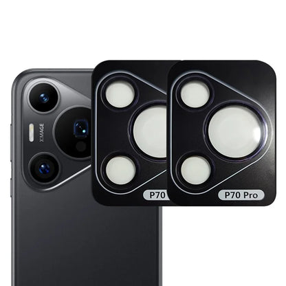 RURIHAI For Huawei Pura 70 Pro / Pura 70 Pro+ 2 Set Camera Lens Film Metal Ring AR HD Glass Lens Protector