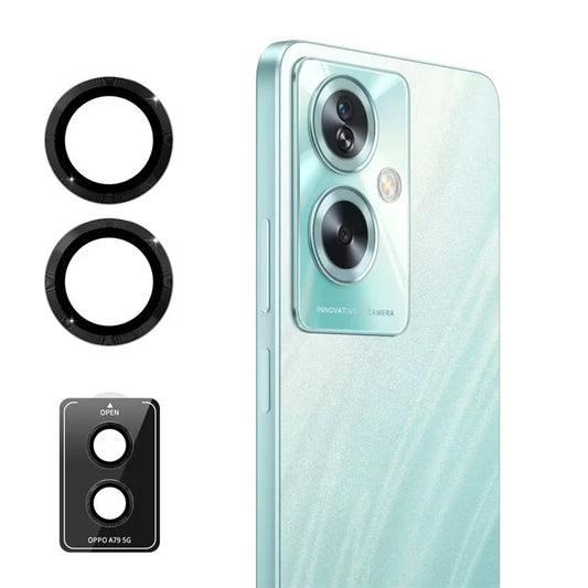 ENKAY HAT PRINCE For Oppo A79 5G / A2 5G 1 Set Camera Rear Lens Film Metal Ring Trim Lens Protector