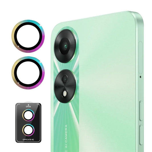 ENKAY HAT PRINCE For Oppo A78 4G 1 Set Camera Lens Protector 9H Anti-explosion Rear Lens Film with Metal Ring