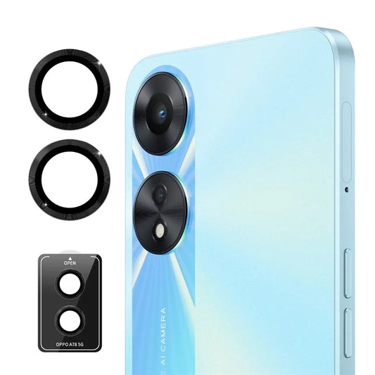 ENKAY HAT PRINCE For Oppo A78 5G 1 Set Camera Lens Protector Metal Ring Rear Lens Film