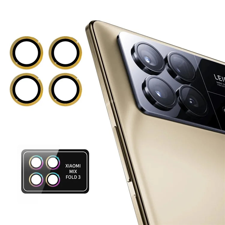 ENKAY HAT PRINCE For Xiaomi Mix Fold 3 5G 1 Set 9H Hardness Camera Lens Protector with Metal Ring Trim