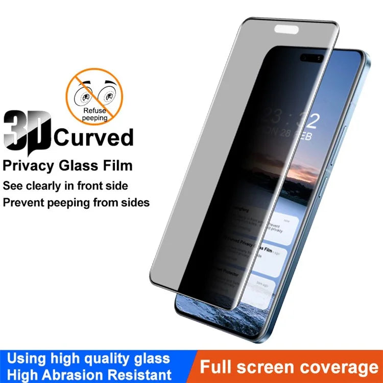 IMAK For Xiaomi Civi 4 Pro 5G / 14 Civi 5G Anti-Spy Screen Protector 3D Curved Tempered Glass Full Cover Film
