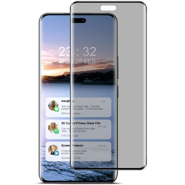 IMAK For Xiaomi Civi 4 Pro 5G / 14 Civi 5G Anti-Spy Screen Protector 3D Curved Tempered Glass Full Cover Film