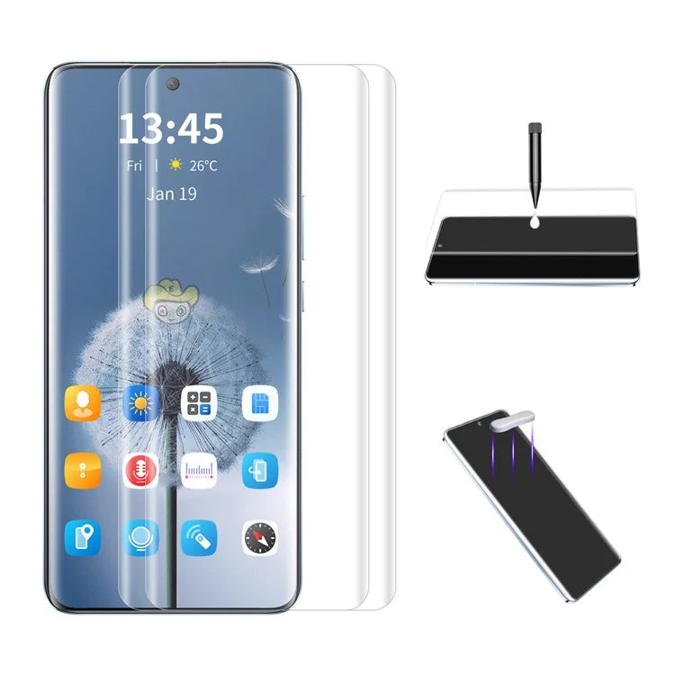 ENKAY HAT PRINCE 2Pcs For Oppo Find X5 Screen Protector Curved Edges UV Sensitive Touch Film