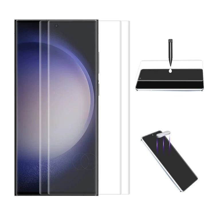 ENKAY HAT PRINCE 2Pcs For Samsung Galaxy S23 Ultra Screen Protector UV Liquid High Aluminium-Silicon Glass Screen Guard