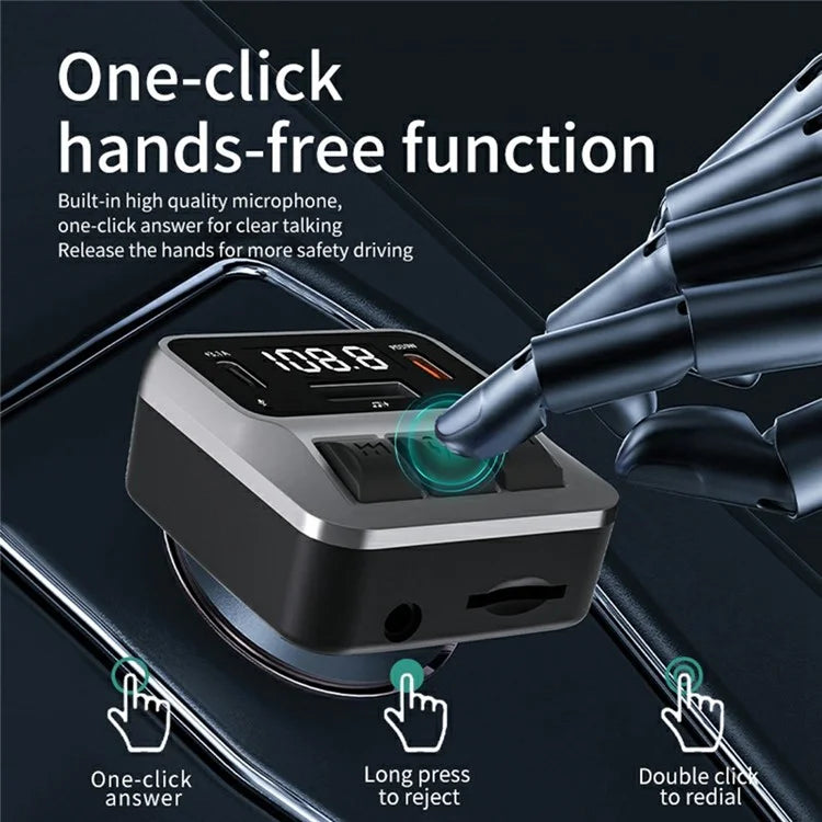 C65 Car Bluetooth FM Transmitter with Dual Type-C Port PD 30W Fast Charging Adapter