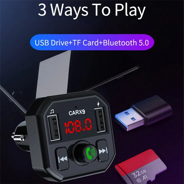 X9 Car MP3 Player Automatic Power-off Memory Bluetooth Call FM Transmitter with Dual USB Ports