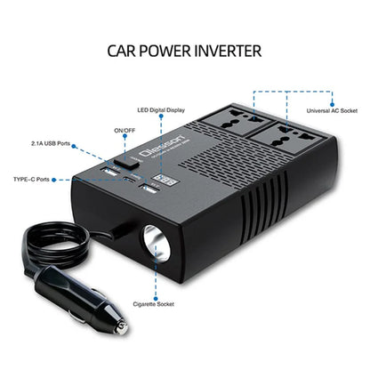 1664 Car Charger Cigarette Lighter Car Inverter 12V to 220V Car High-Power 200W Power Socket