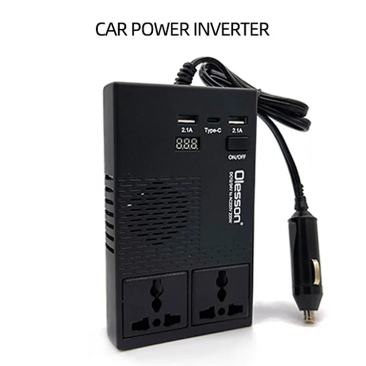 1664 Car Charger Cigarette Lighter Car Inverter 12V to 220V Car High-Power 200W Power Socket