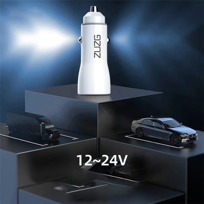 ZUZG ZC-C10S Dual USB PC+ABS Car Charger 2.4A Phone Charging Adapter