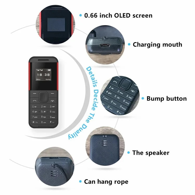 BM222 0.66-Inch Mini Dual SIM Standby Phone Portable Bar Phone